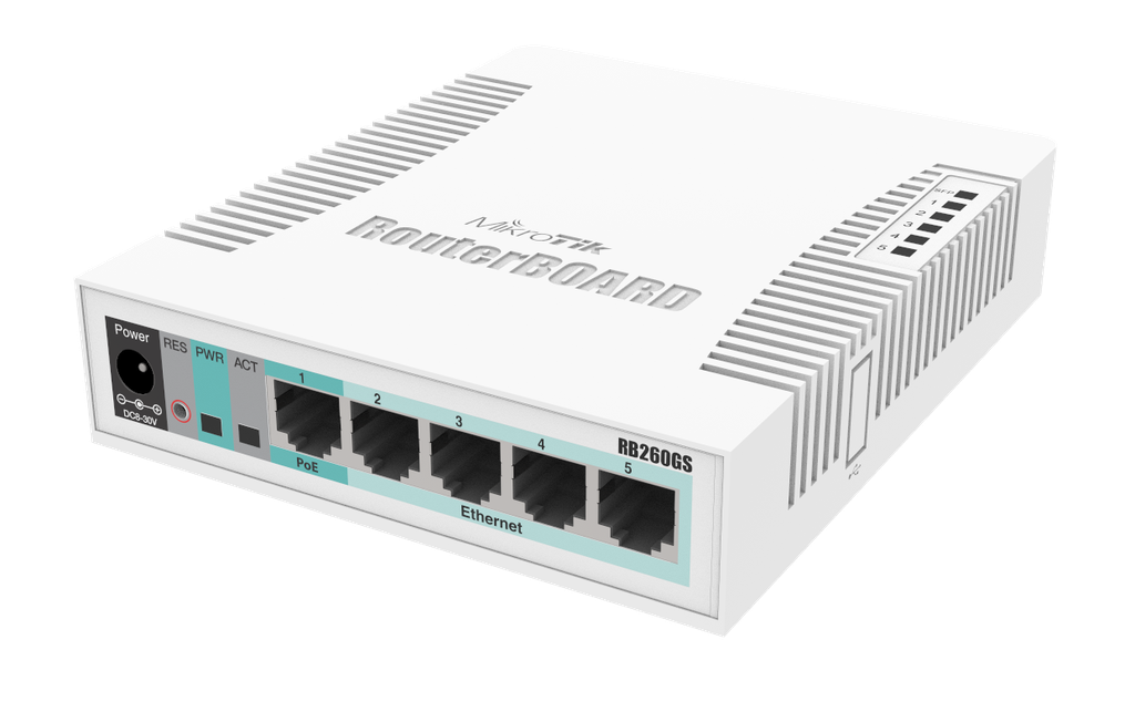MIKROTIK -Switch 5 puertos Giga Ethernet- 1 PUERTO SFP/ RB260GS/ CSS106-5G-1S