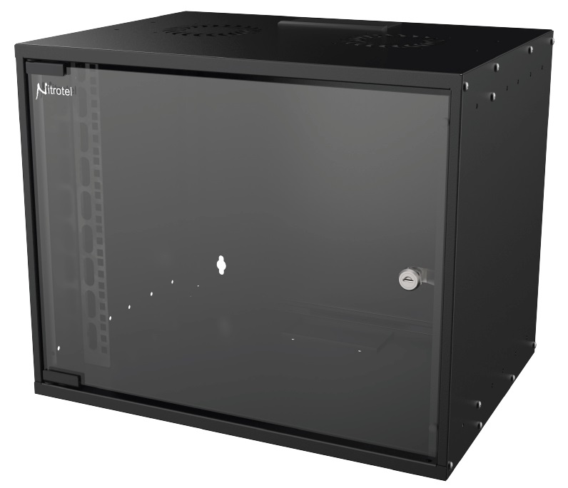NITROTEL GABINETE SOHO DE 9U 500X450 19", PUERTA DE VIDRIO Y PINTURA ELECTROESTATICA / NTSOHO9U400