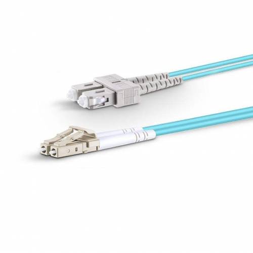 NITROTEL FIBER JUMPER SC/PC - LC/PC MULTIMODO 50/125um OM3 2 METROS DUPLEX 2.0 MM AQUA 