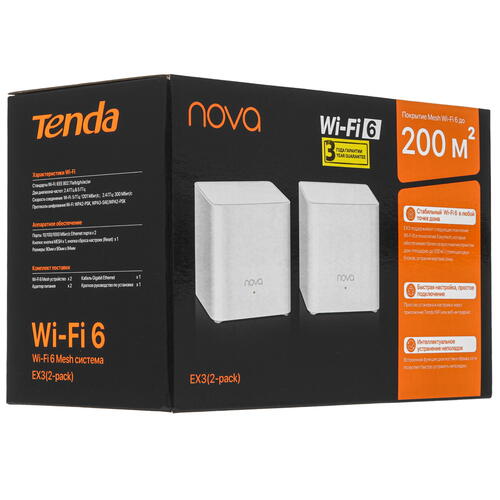Tenda - Router Mesh AX1500 WIFI 6 - nova EX3 (2 pack)