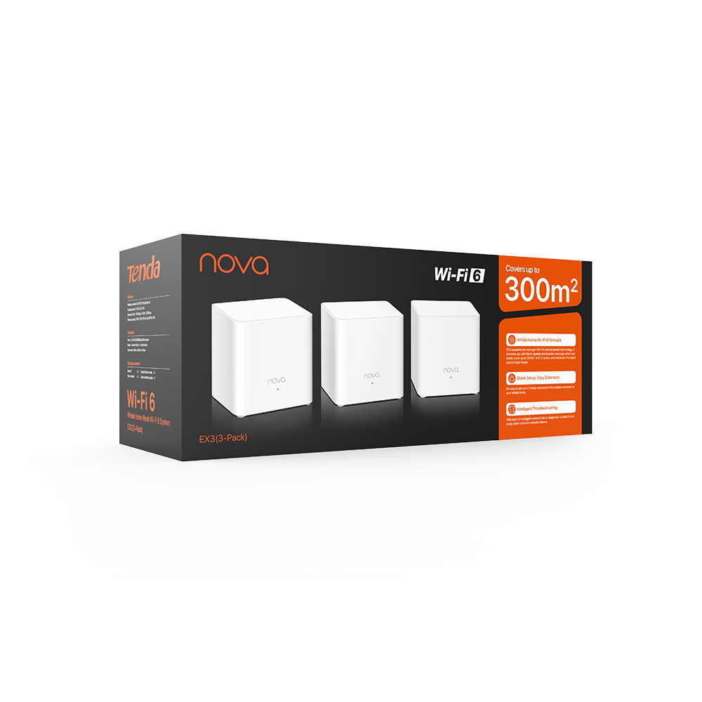 Tenda - Router Mesh AX1500 WIFI 6 - nova EX3 (3 pack)