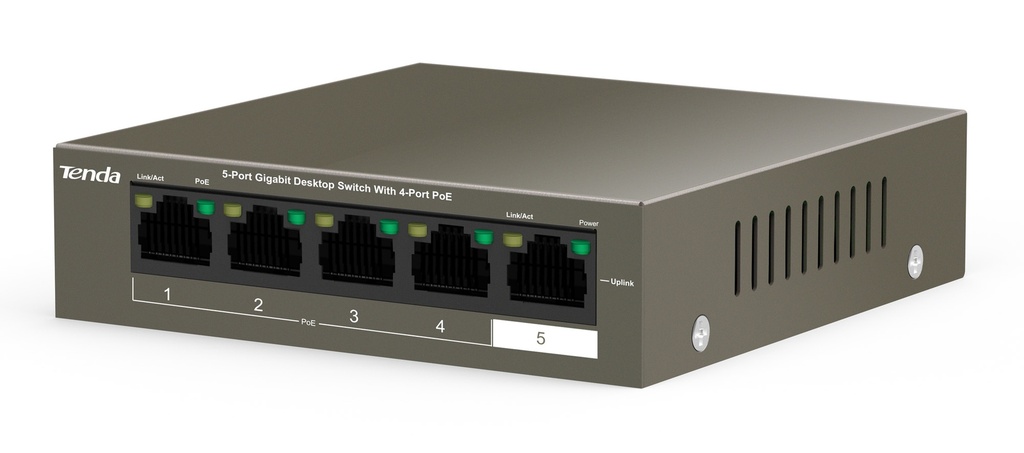 TENDA - Switch 5 Puertos Gigabit (4 POE+) - TEG1105P-4-63W