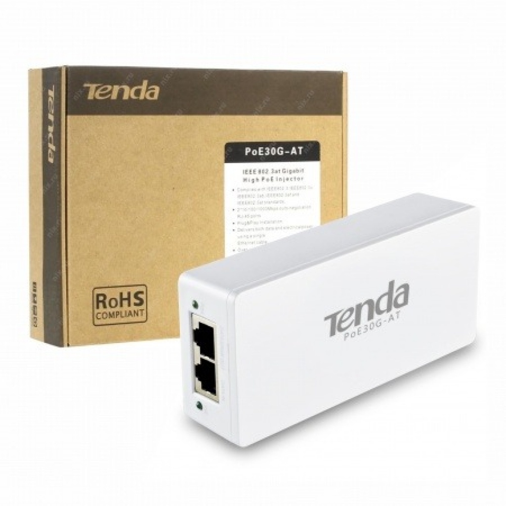 TENDA - Inyector POE Gigabit 802.3at (48V) - PoE30G-AT
