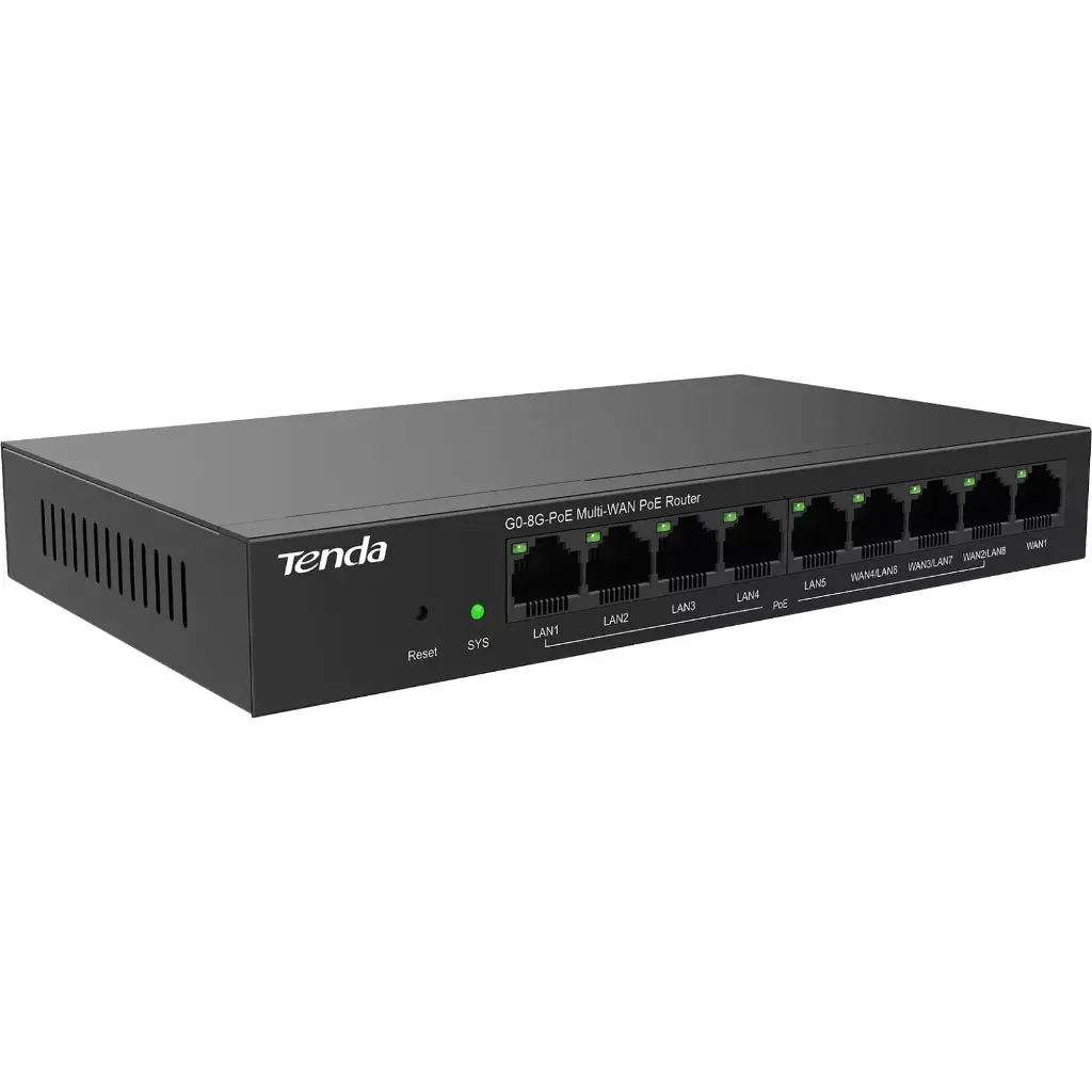TENDA - Router 9 Puertos Gigabit Ethernet PoE - G0-8G-PoE