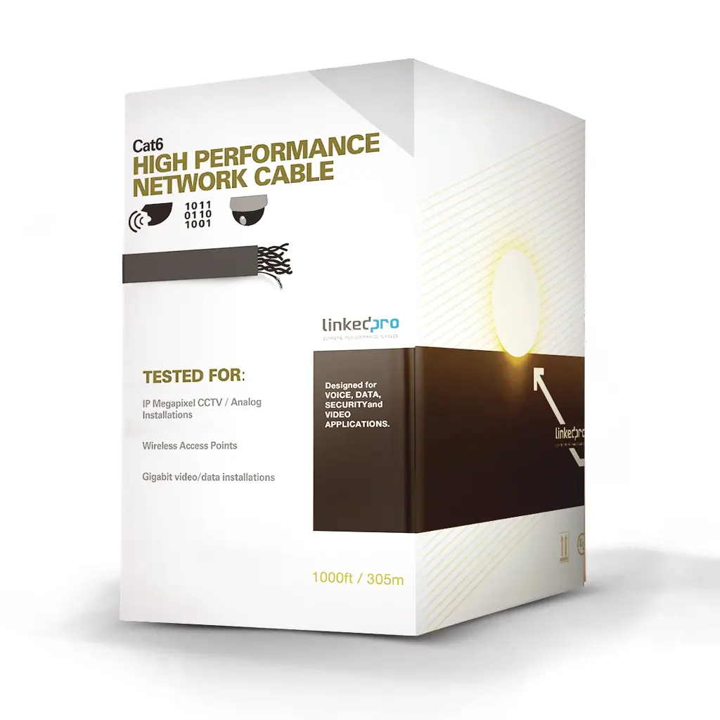 LINKEDPRO - Caja de Cable Exterior CAT6 con GEL 100% Cobre 305 metros 23 AWG - PROCAT6GELX