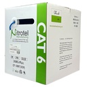 NITROTEL CAJA DE CABLE, Premium CAT6 UTP 23 AWG - 305 METROS / 1000FT - COLOR AZUL - NTNC6EBU-R 